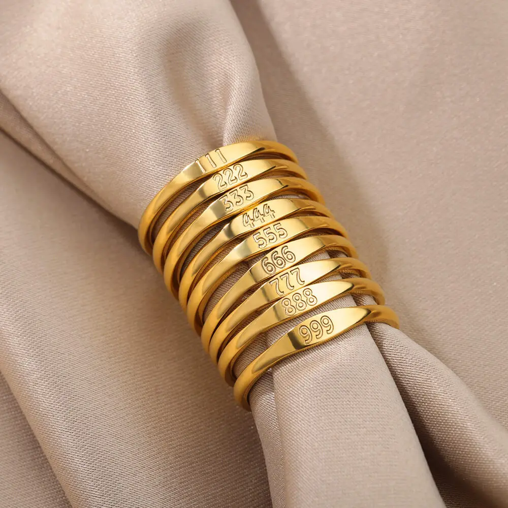 Lateefah einfache Nummer Ring Herren Damen Edelstahl Ring 111 999 Engel Nummer Schmuck