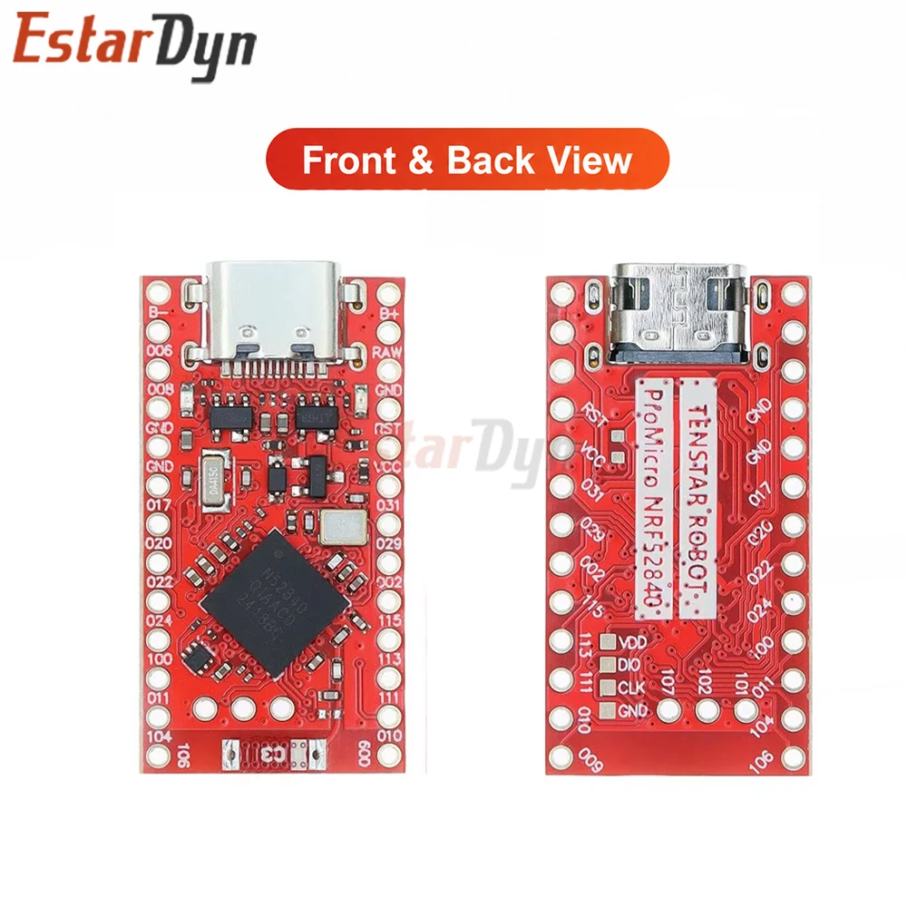 Estardyn 2pcs NRF52840 Development Board BLE 5.0 Bluetooth Pro Micro Compatible Split Keyboard Controller Red DIY