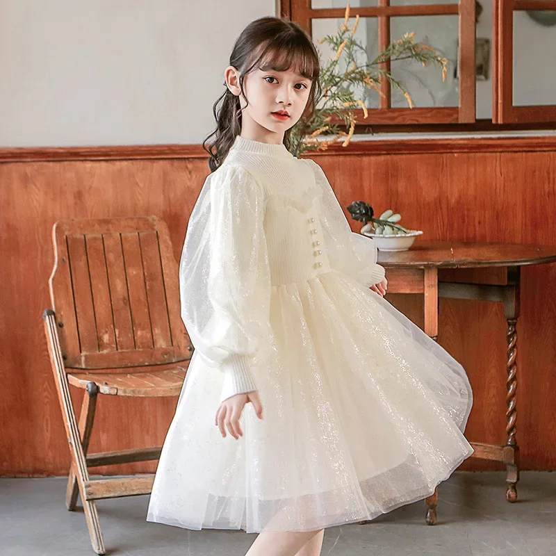 

Elegant Princess Lace Dress Kids Flower Embroidery Dresses For Girls Vintage Children Dresses for Wedding Party Long Ball Gown