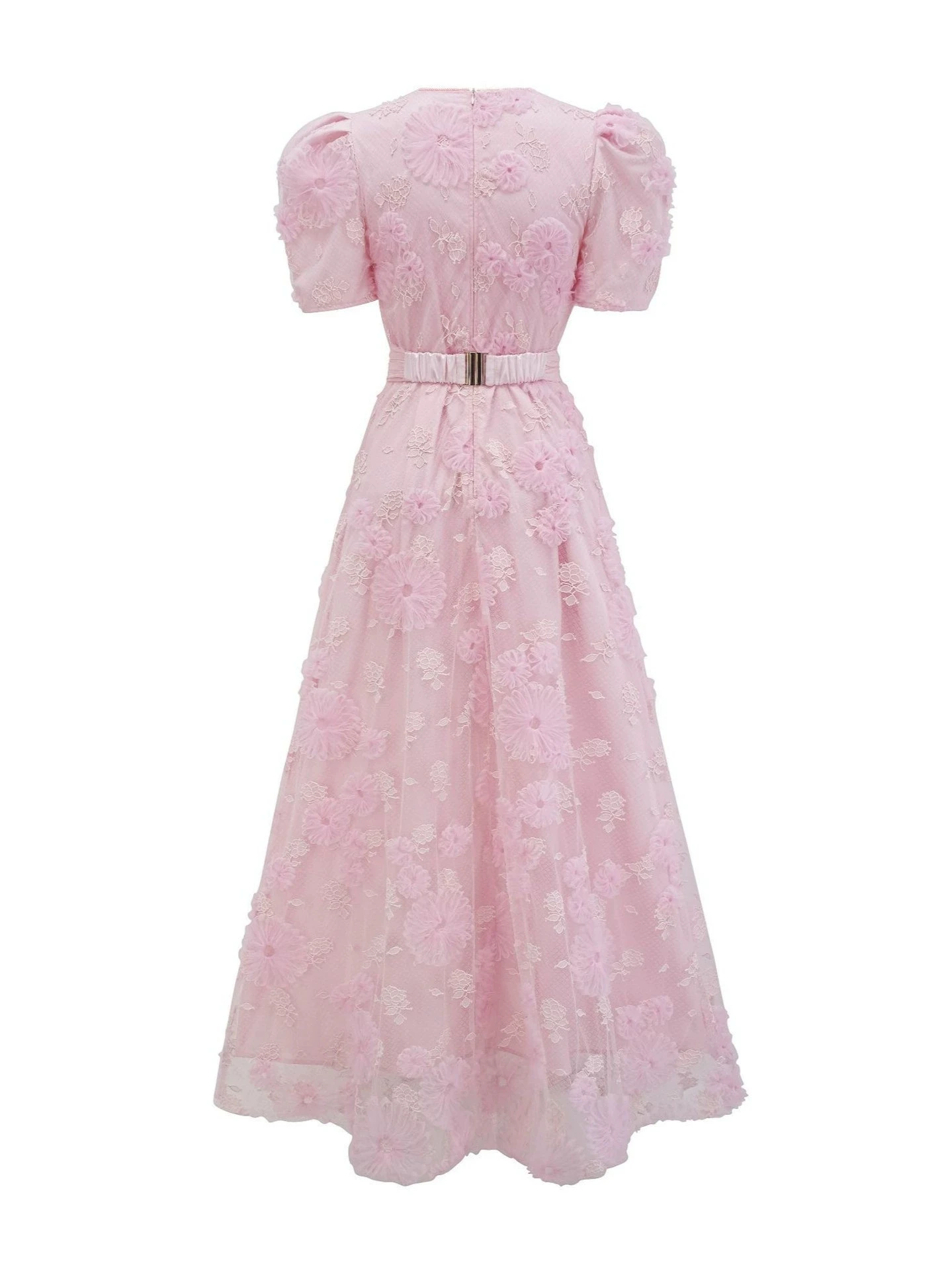 

Pink girl dress with bow high waist slim long skirt playful age-reducing short-sleeved senior dress-GZXX444