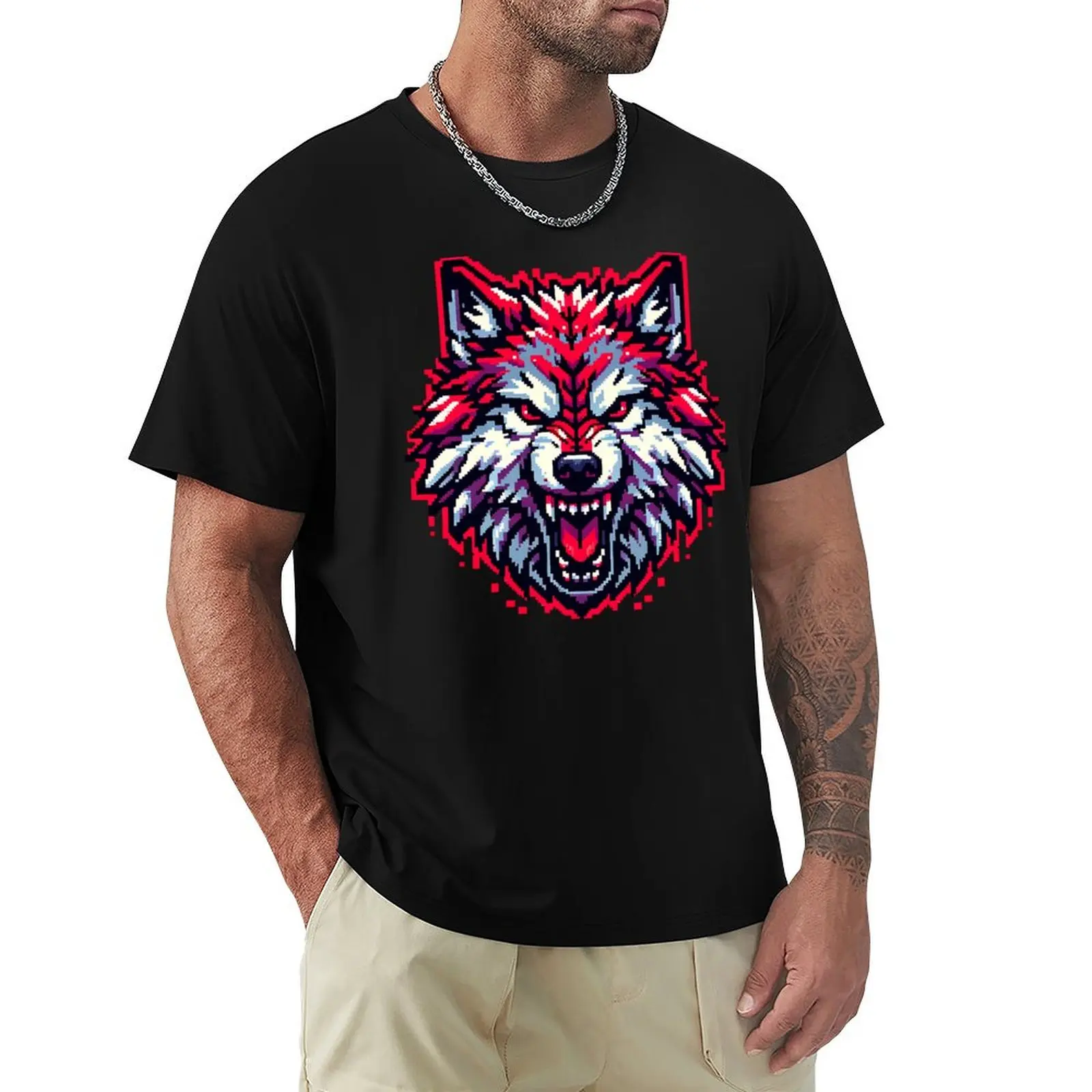 Growling Wolf Shirt T-Shirt Big and Tall Short Sleeve Tee