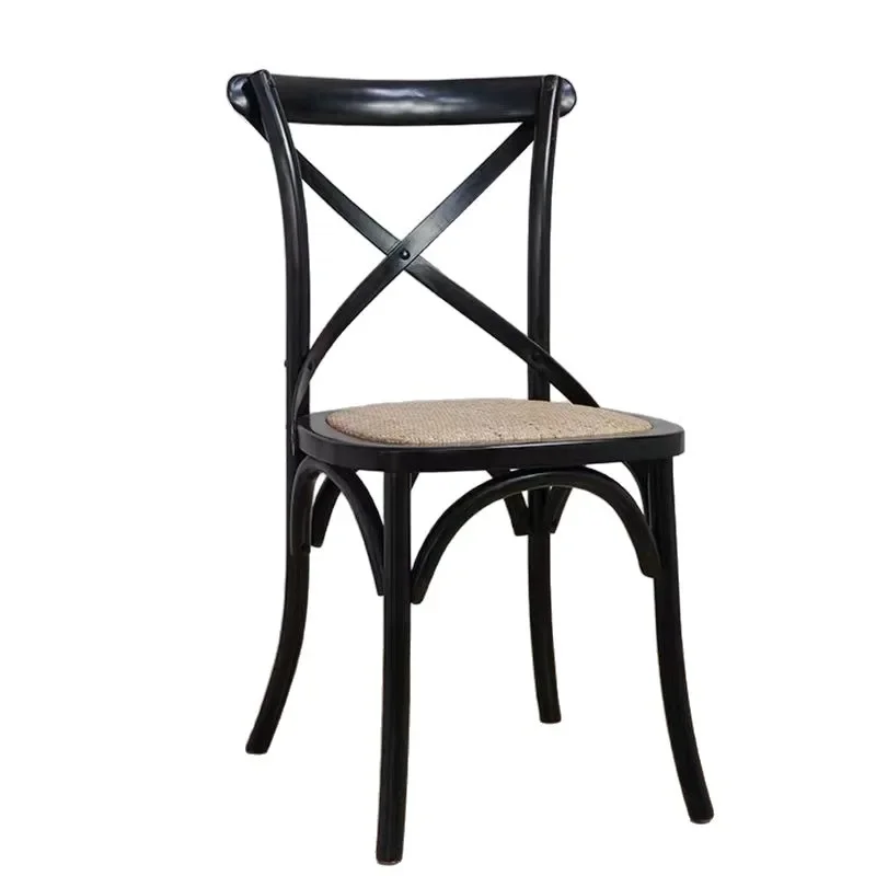 Retro coffee shop dining chair, commercial solid wood back chair