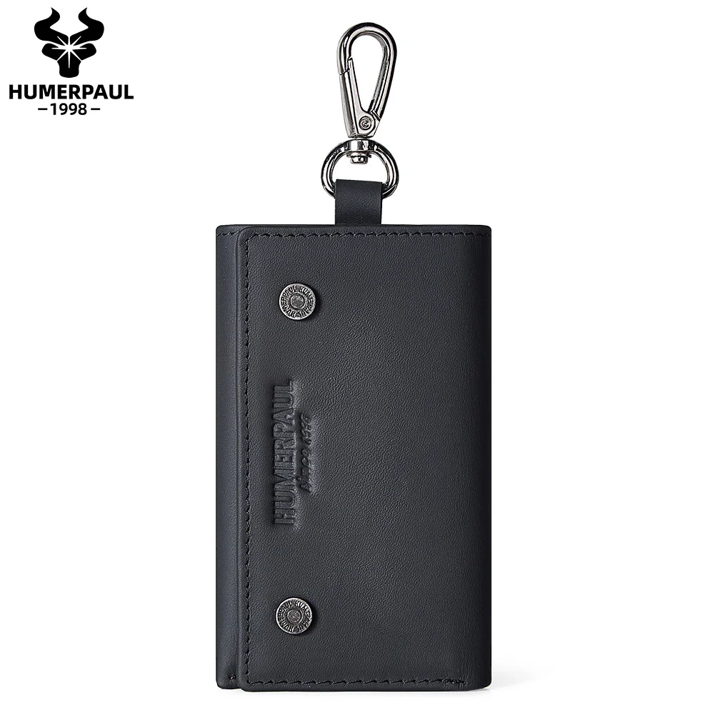 Men's keychain, multi-keychain, cowhide, easy to carry, mini bag, solid color