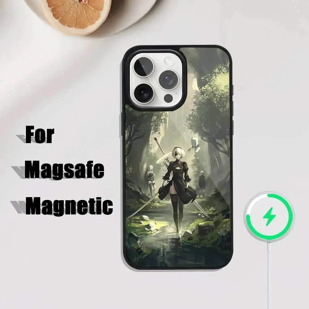 Чехол для телефона N-NieR A-Automata 2B для iPhone 17,16,15,14,13,12,11, Pro, Max, Plus, Mini, SE4, E с магнитной беспроводной зарядкой Magsafe
