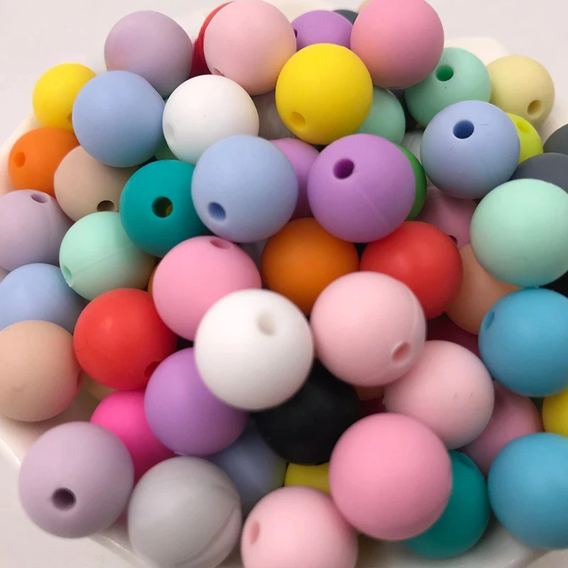 ABCPICK Silicone Beads 12mm Safe Food Grade Care Round DIY Pacifier Chain Bracelet Necklace Jewelry Making Handmade Accessories