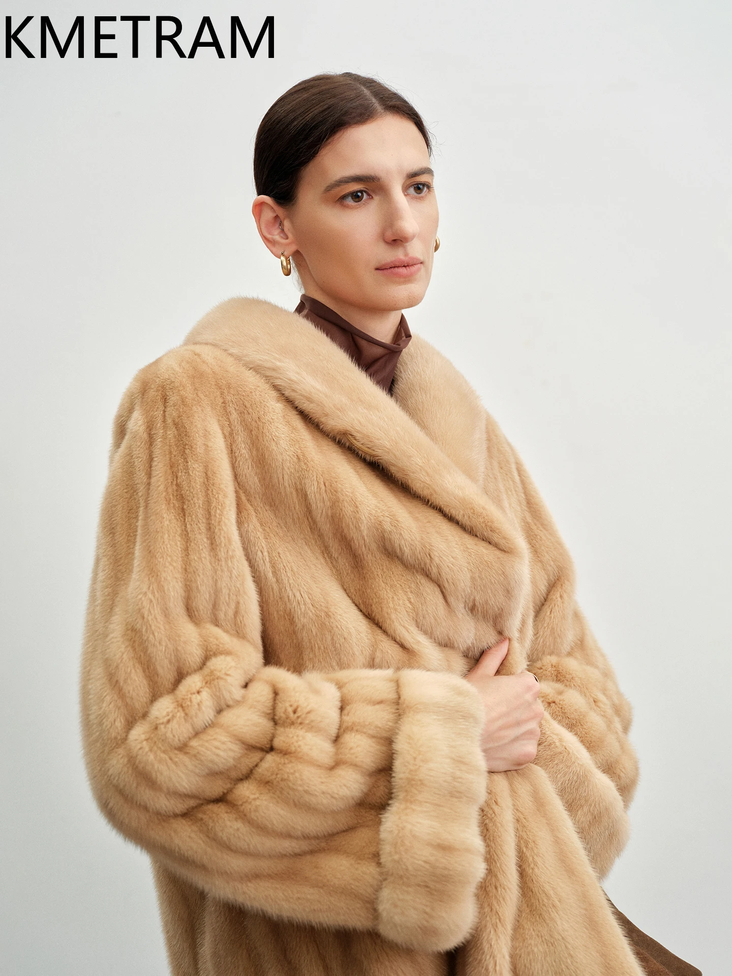 KMETRAM 100% Mink Fur Jacket Woman High Quality Long Real Fur Coat 2025 New Arrivals Winter Coats Women Clothing шуба женская