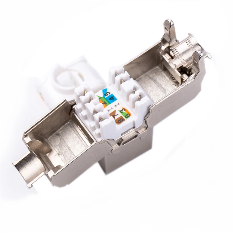 Conector de módulo de aleación de Zinc CAT7 RJ45 Keystone, ranura blindada FTP, acoplador sin herramientas de inserción de red LAN para enchufe de Internet de 10GB