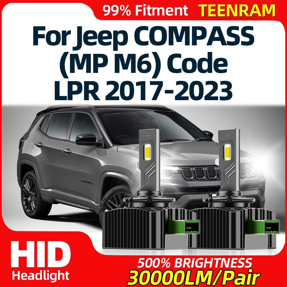 

LED Headlights Bulbs 30000LM Car Lights 6000K Plug&Play HID Xenon Headlamps 12V For Jeep COMPASS (MP M6) Code LPR 2017-2022 2023