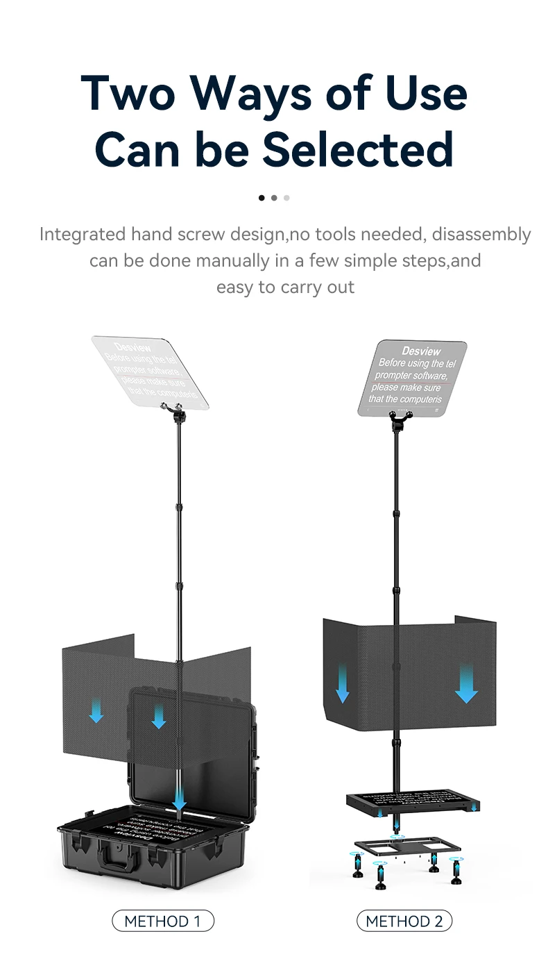 Desview Teleprompter Conferência portátil, Teleprompter para entrevista, Live Streaming, TP300, 19"