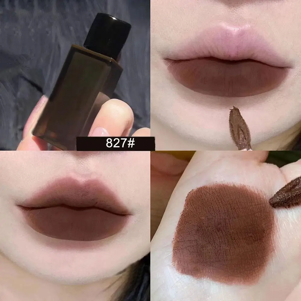 Matte Lip Gloss Brown Lipstick Long Lasting Non-marking Red Sexy Waterproof Liquid Lipsticks Lip Makeup Cosmetics For Women E4H0