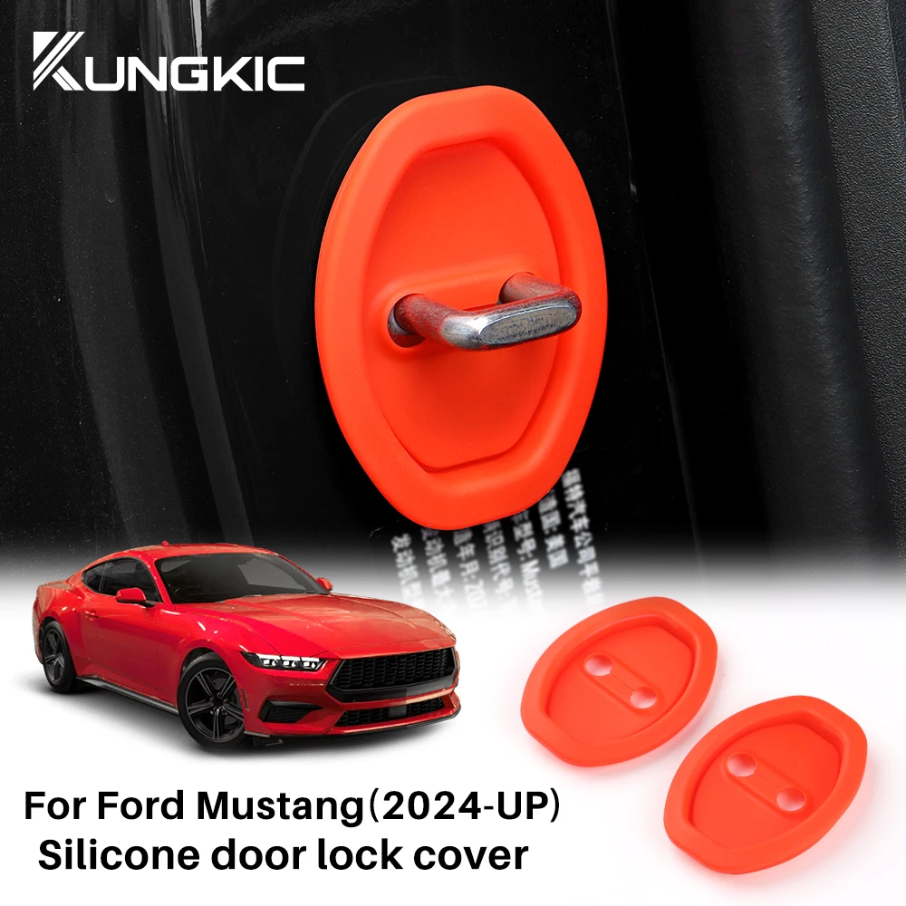 2PCS Door Lock Buckle For Ford Mustang S650 GT 2024 2025 LHD RHD Car Door Damping Cushion Silicone Protect Shock Absorbing Pad