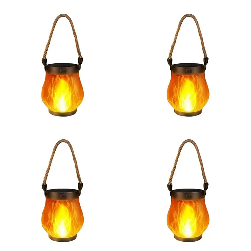 AT02-4X Flame Solar Lantern Magical Dancing Flames Outdoor Lights Solar Torch Lights Flickering Flames Hanging