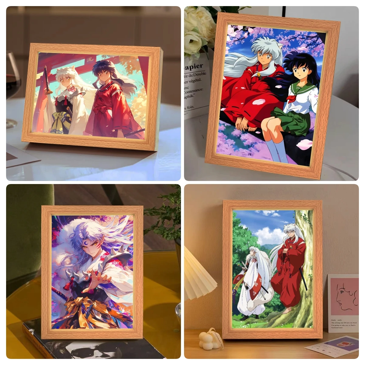 

Inuyasha Kagome Higurashi Anime LED Night Light Bedroom Decor Christmas Gift Moon Light Painting Photo Illumination