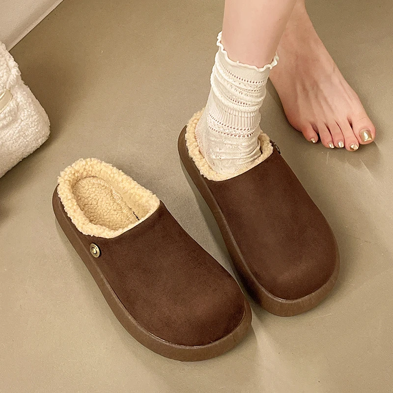 Unisex Indoor Outdoor Winter Slippers TPR Anti-Slip Sole Slip-On Soft Warm Black Comfort Home Casual Shoes Easy Clean Design