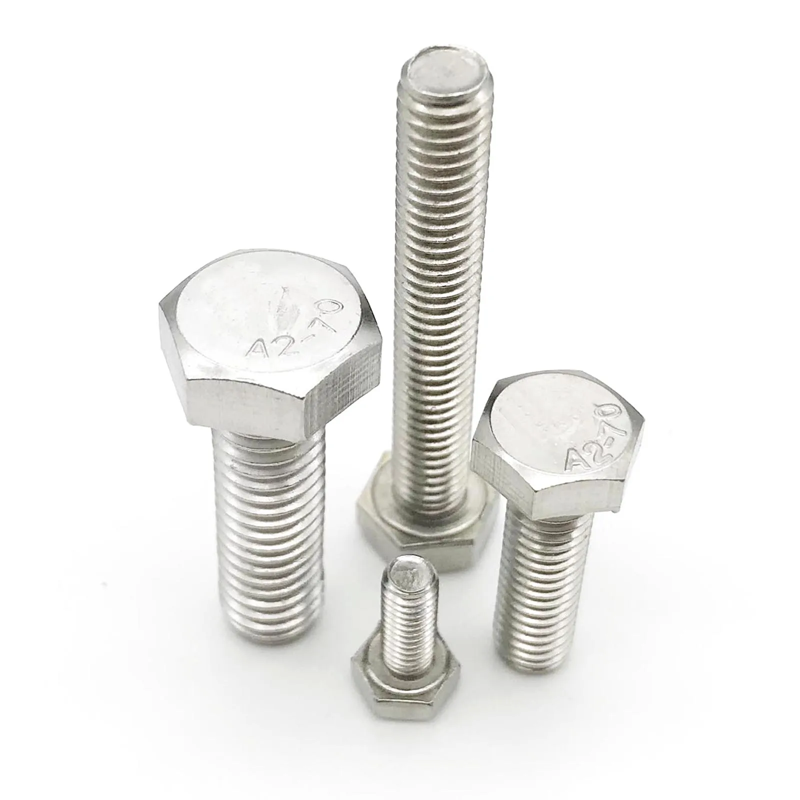 M5 M6 M8 A2-70 304 Stainless Steel DIN933 External Hex Screw Outer Hexagon Head Bolt Lengthen Thread 30-250mm