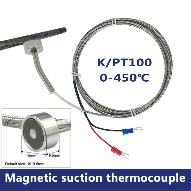 

Magnetic Thermocouple Type K /pt100 -200+450 C Handheld Surface Temperature Sensor DIA 20mm Shielded Miniature Connector