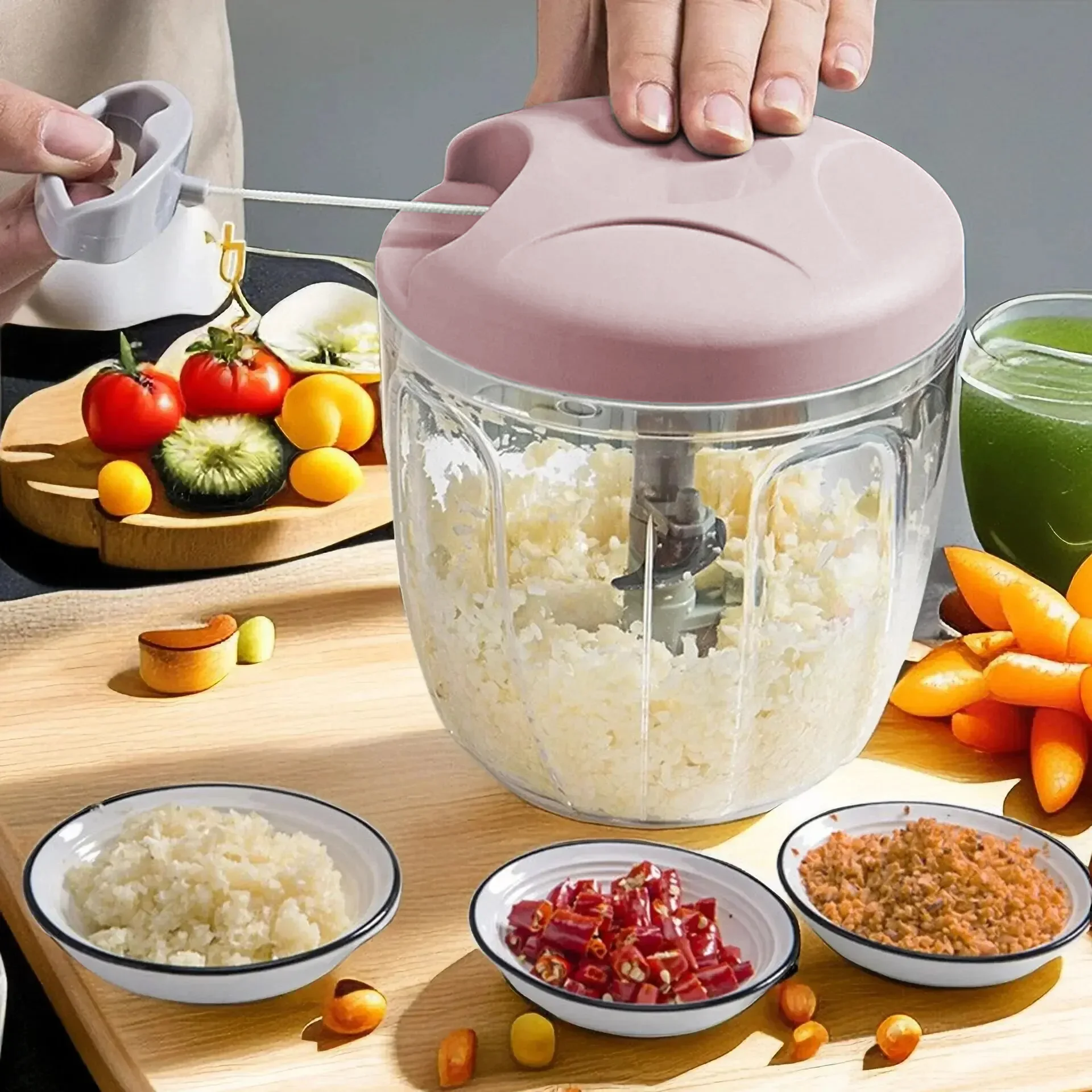 

500ml/900ml garlic puller Kitchen ginger grinder garlic puree spatter Multi-functional vegetable cutter Hand-held meat grinder