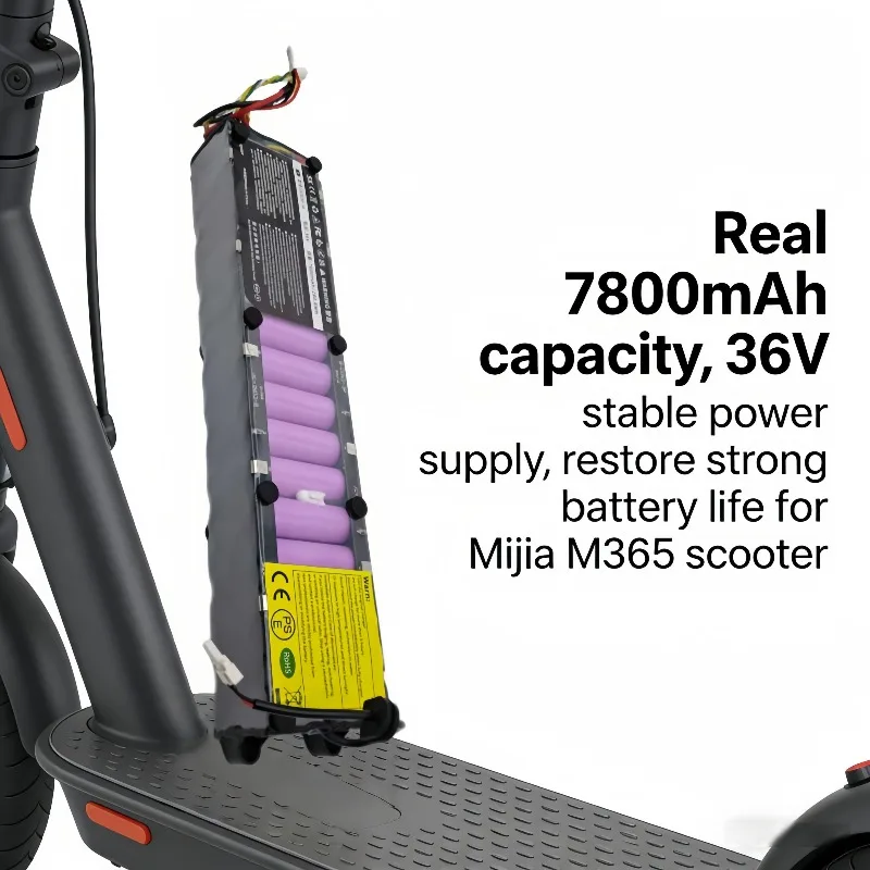 Bateria de alta densidade 36V 7800mAh compatível com M365/M365 Pro, carregamento e descarga estáveis, maior vida útil.