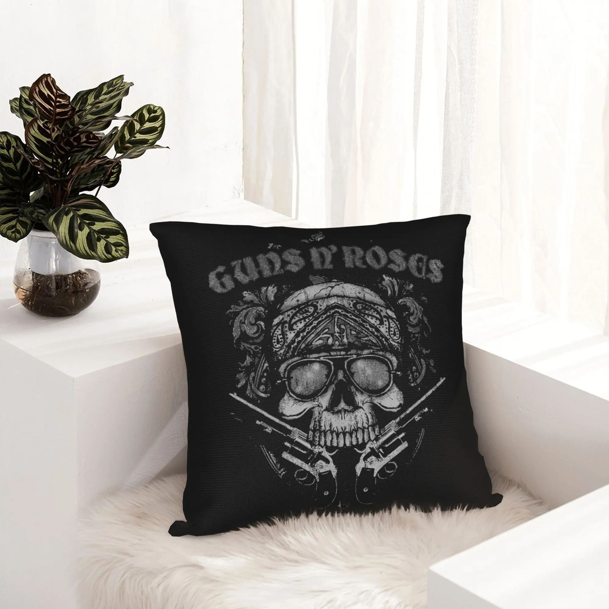 G-Guns N Roses Skull Pillowcase Soft Polyester Cushion Cover Gift  Throw Pillow Case Cover Home Dropshipping 45X45cm