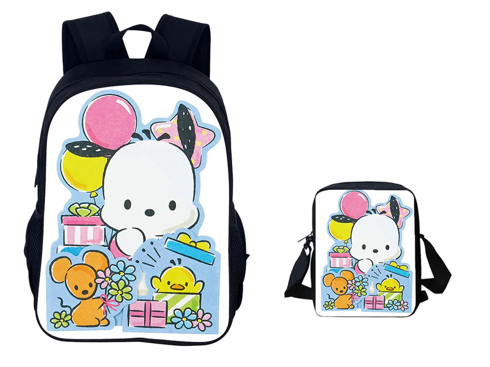 Student 2 in 1 School Backpack and Side Bag Set-Pochacco Durable Bookbag Large Capacity Rucksack for Kids
