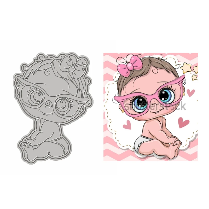 

Cute Cartoon Baby Girl Metal Cutting Dies For Scrapbooking Paper Making Embossing Without Stamps Frame Card Craft