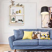 ABLU-Wall Mounted Shelf Wood Hanging Storage Shelves 3Tier With Solid Metal Floating Shelves For Living Room Bedroom Office