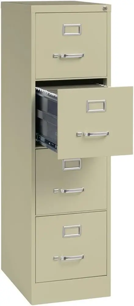 

22 Inch Deep 4 Drawer Letter File Cabinet in Putty Fully Assembled Product Dimensions Precision Ball Bearing Suspension