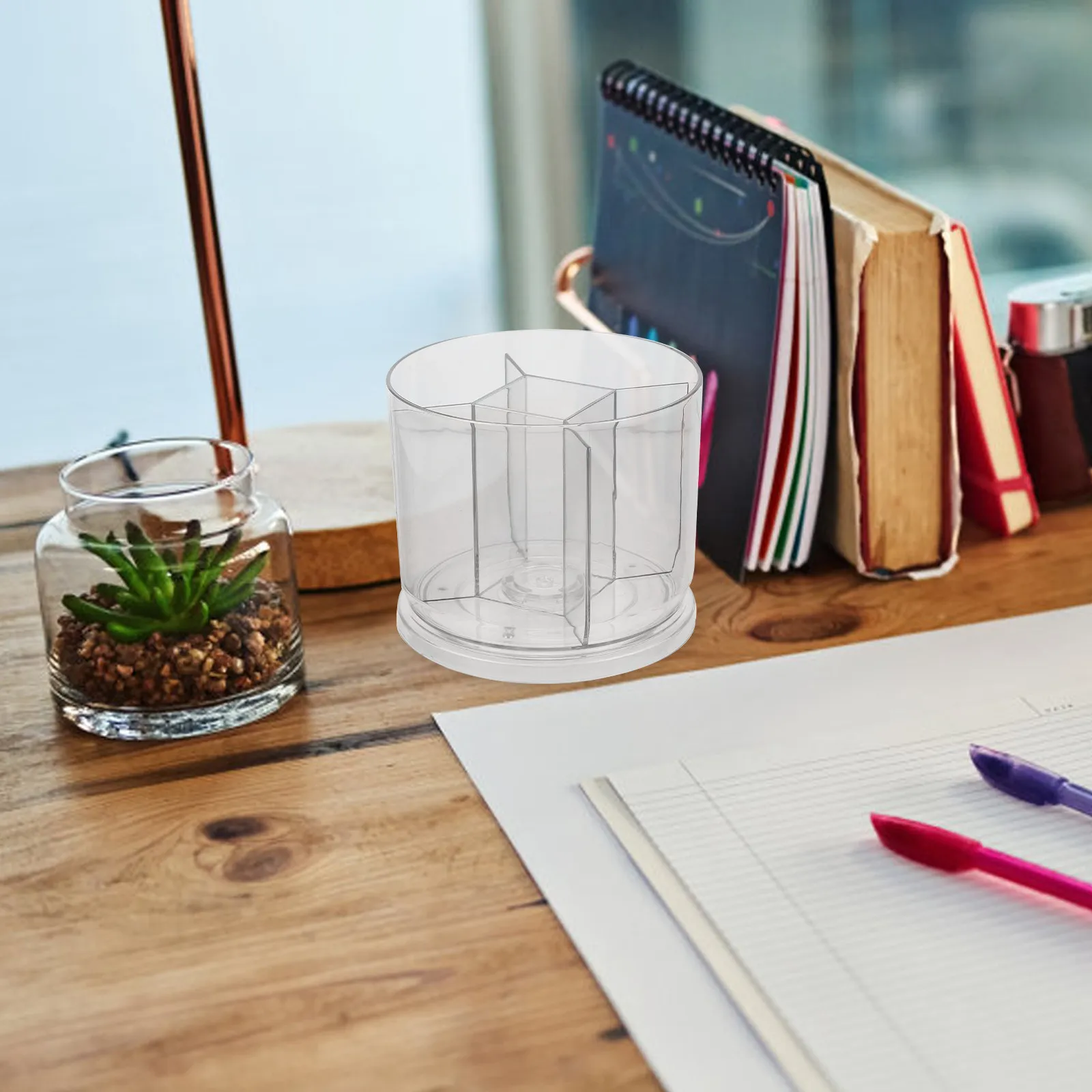 Rotating Pen Holder Organizer Paint Brush Holder Desk Pencil Marker Storage Crayon Art Supplies Desktop Clear