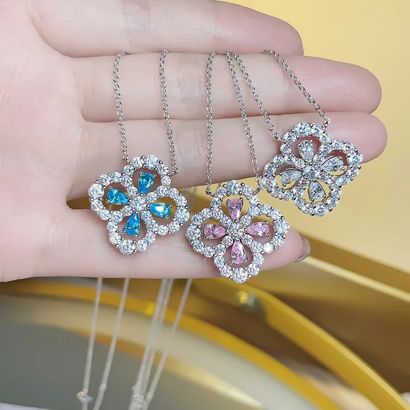 Sea Blue Treasure Multi Color 925 Pure Silver Light Luxury Small Design Fashion Accessories Collar Engagement Jewelry for Women