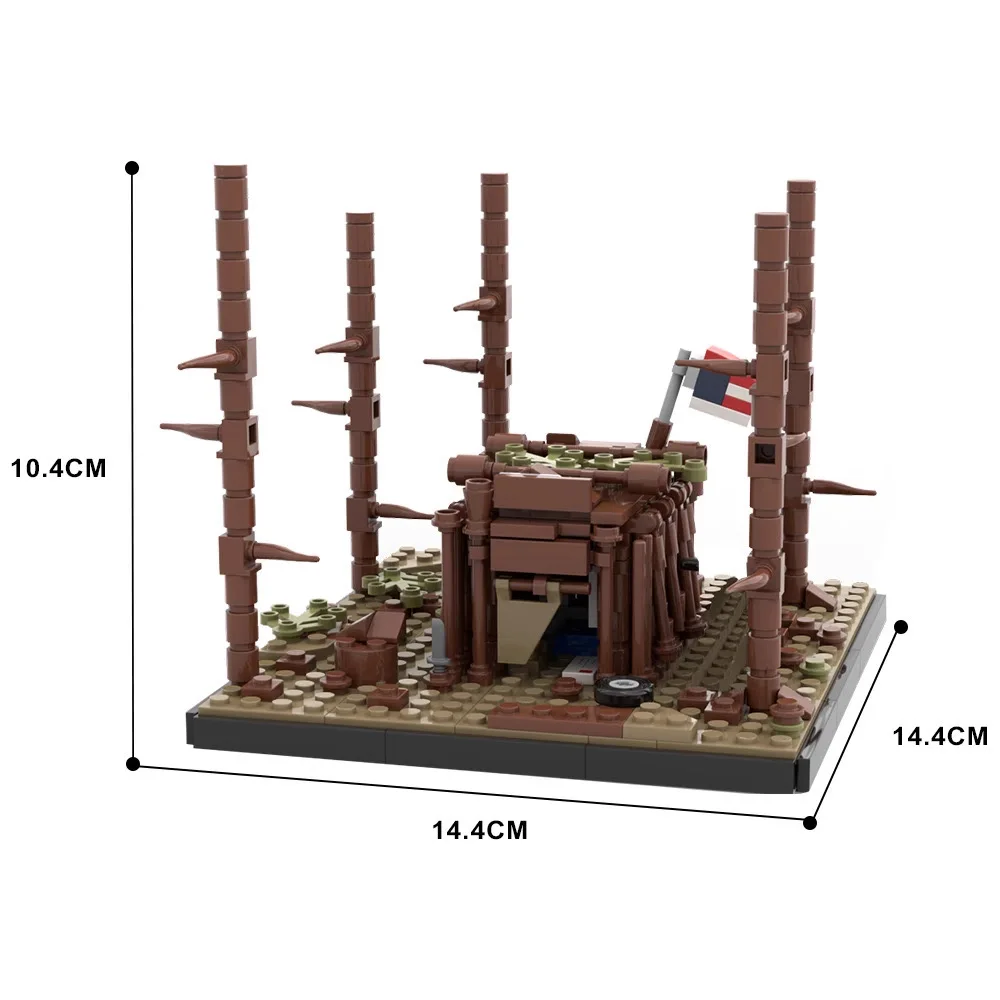 MOC Segunda Guerra Mundial Militar Rins, Cenas de arquitetura, Castelo Soldados, Base Digital, Fortress Weapon Bricks, Brinquedos infantis