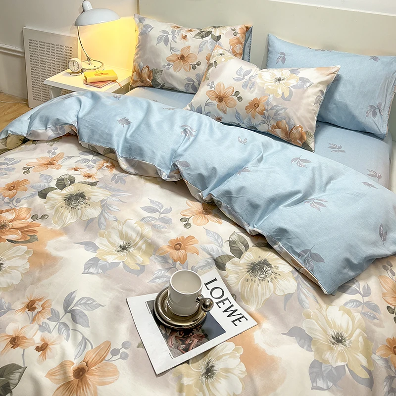 1Pc Print Duvet cover(without filler),skin friendly comfortable Plants and flowers pattern All Season,For Home Bedroom Bedding