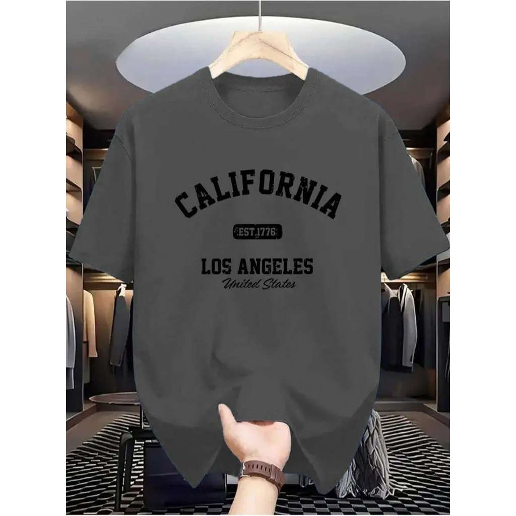 

100% Cotton Fashion Letter Print T-shirt Men's Summer 2025 New American Style Short-Sleeve T-shirt Y2k Casual Top Mens Clothing