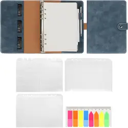 A5 PU Leather Binder 6-Ring Notebook Binder with Refill Paper, Sticky Notes and Magnetic Buckle for 6 Hole A5 Filler Paper