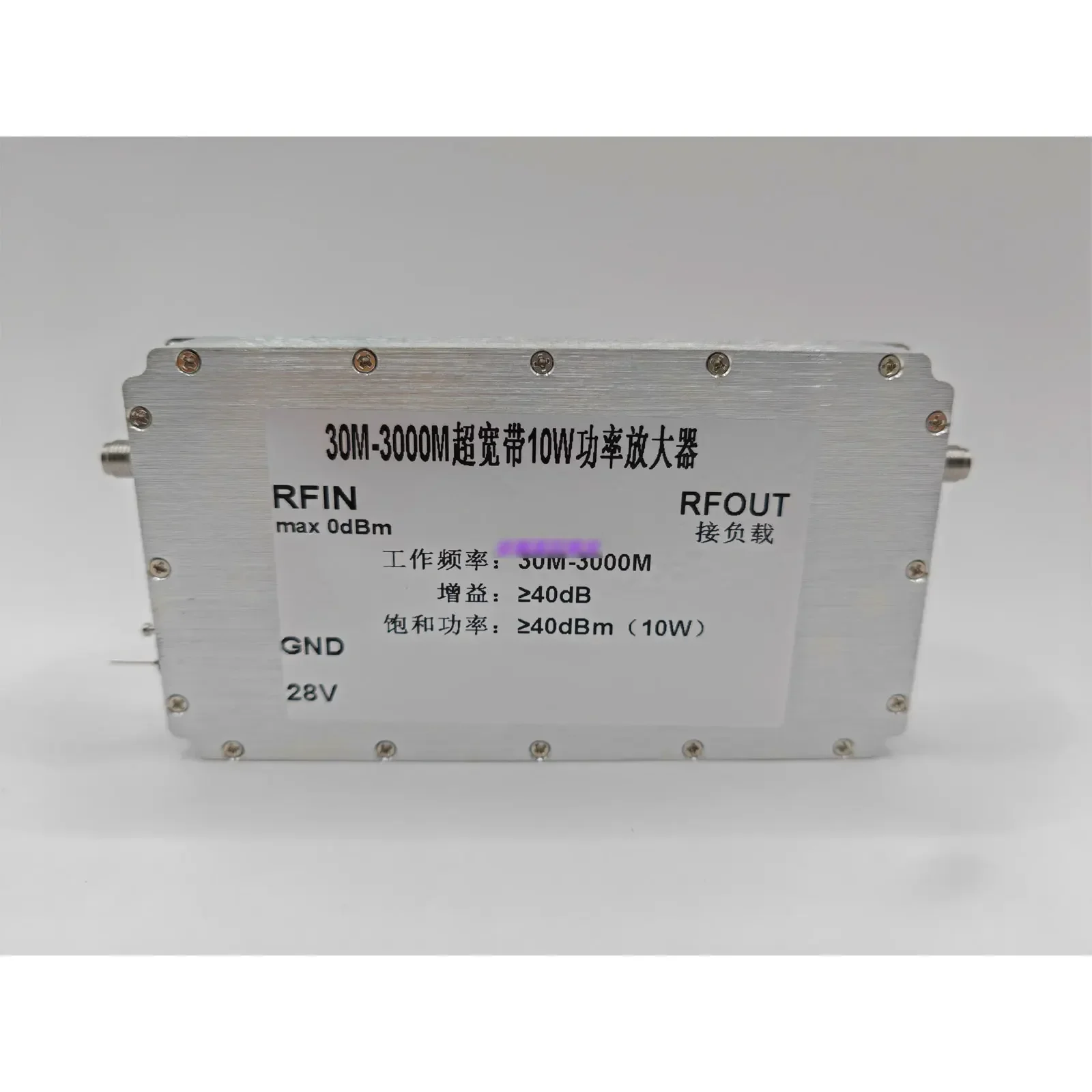 

2026 30M-3000M 10W Broadband RF Power Amplifier RF Power Amp with Gain ≥40dB & 28V Operating Voltage