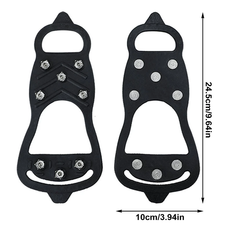 1 Pair 8 Studs Anti-Skid Snow Ice Gripper Climbing Hiking Skating Shoes Spikes Grips Cleats Overshoes Crampons Snow Safety Tool