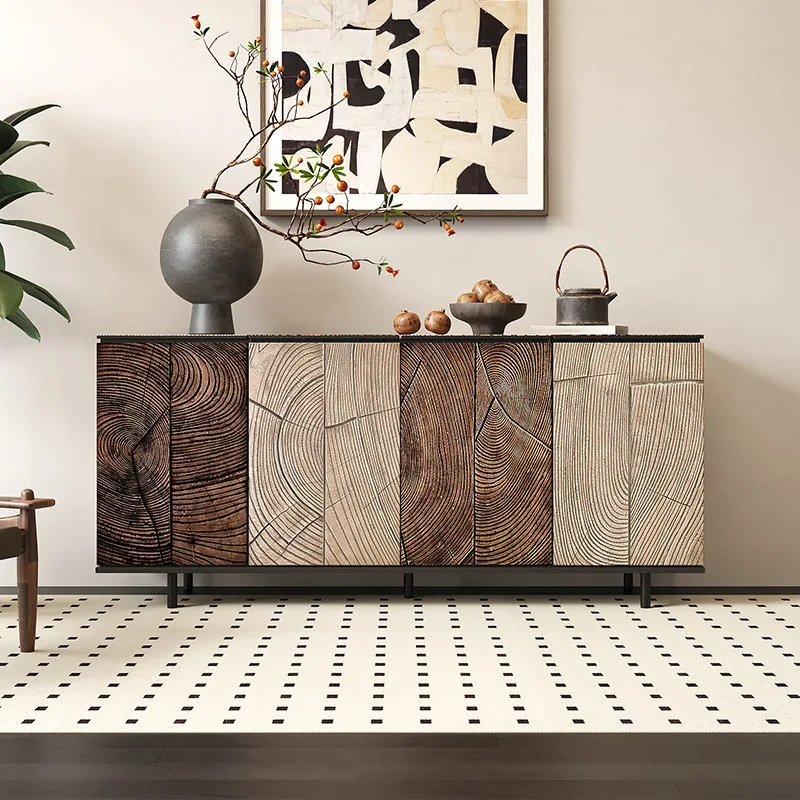 

Italian light luxury dining side cabinet solid wood carving living room wall storage decorative cabinet