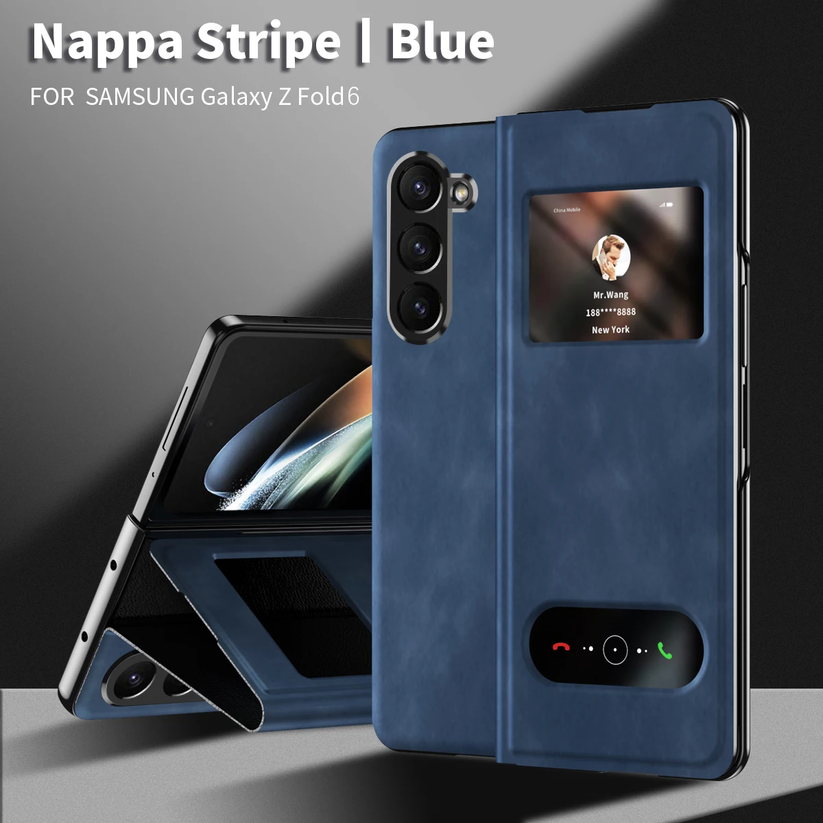 Luxury Slide View Window Flip Case For Samsung Galaxy Z Fold 4 Leather Cover Z Fold 5 3 6 5G Magnetic Case Bracket Shell Coque