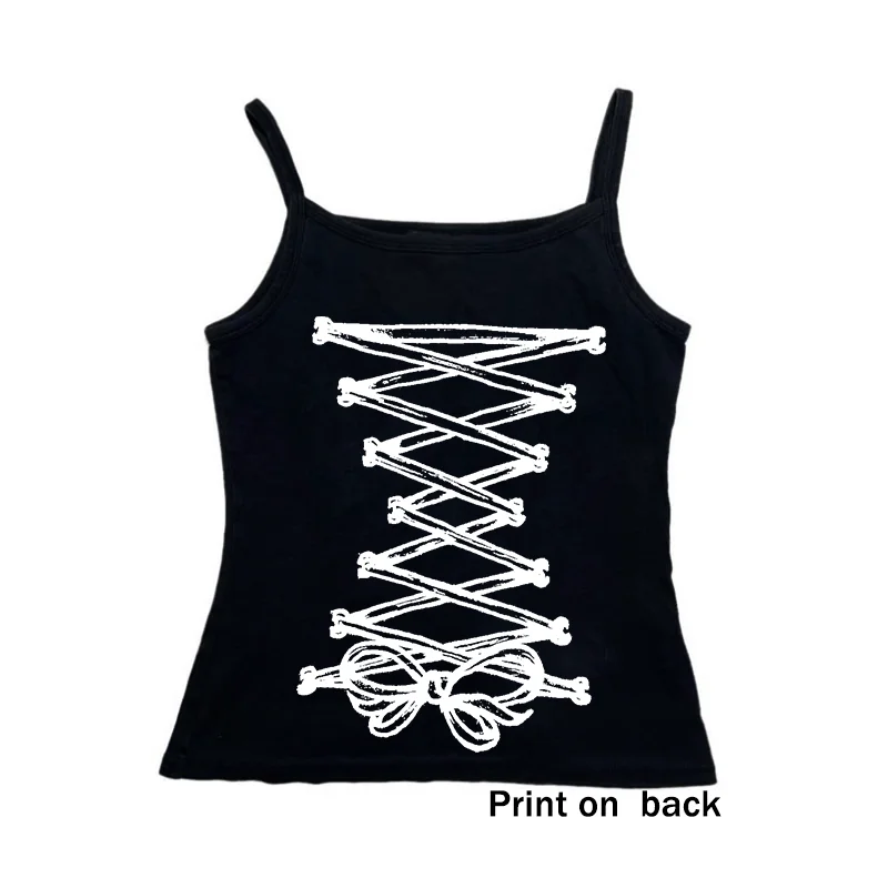 Sexy spicy girl retro gothic hip-hop rock style slim fitting camisole top summer trendy popular classic comfortable camisole top