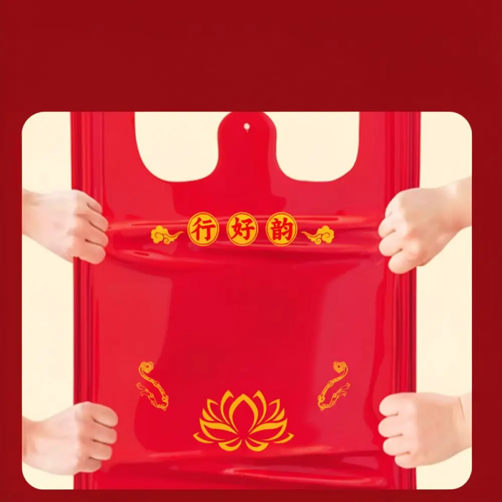 Durable Thickened Plastic Bag Red Vest Organizer Portable Carrier For Household Waste Management Sorting Home Cleaning