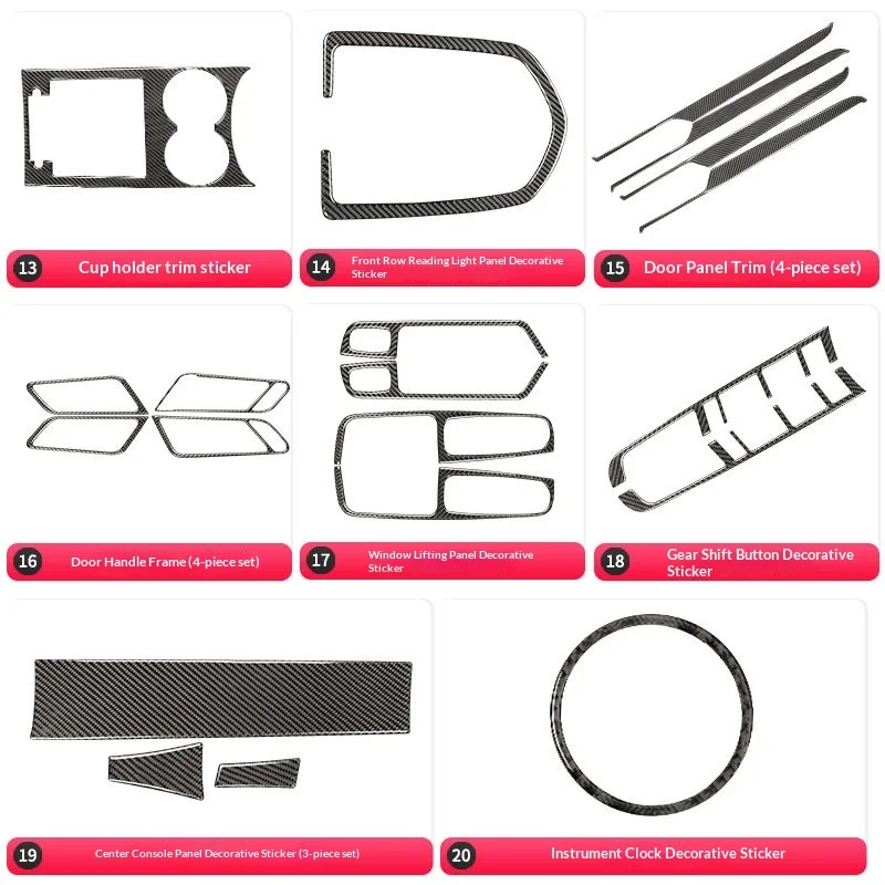 

For Macan Cayenne Interior Carbon Fiber Vinyl Wrap for Dashboard Door Panel Gear Shift