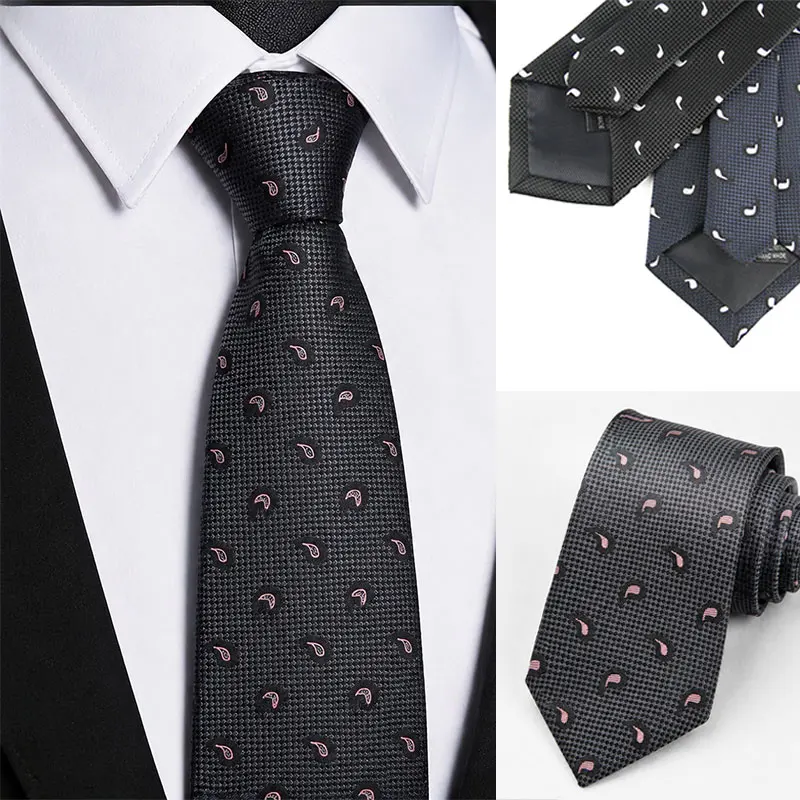 6pcs Men's Handmade Narrow Neckties 7.5cm ( 2.95inch ) Polyester Black Red Blue Paisley Polka Dot Business Wedding Exhibition Suit Accessories
