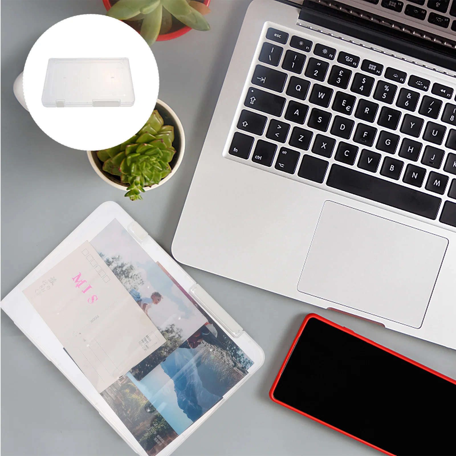 

1pc Double Buckle Plastic Document Box Thickened File Storage Organizer For Office Study Lightweight Strong File