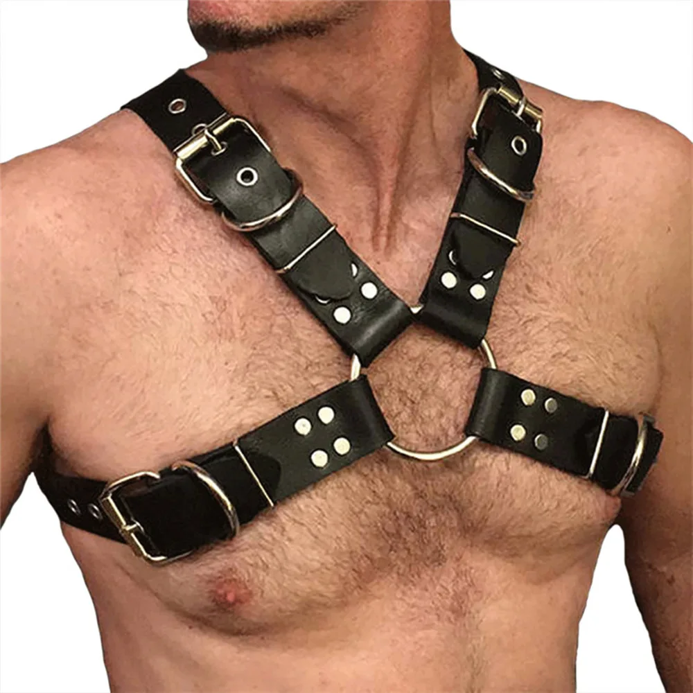 

Gay Rave Harness Man Leather Bdsm Bondage Strap Belt Chest Restraint Kit Sex Lingerie Cosplay Sexy Rave Accessorie Sex Toys