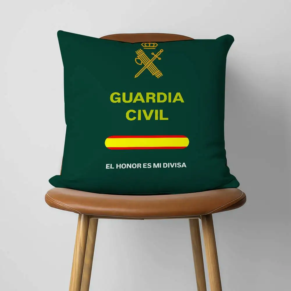 Spanish Guard Civil Emblem 30x30cm 45x45cm Pillow Case Decor Protective Covers Comfortable Soft For Sofa Living Room Home Office