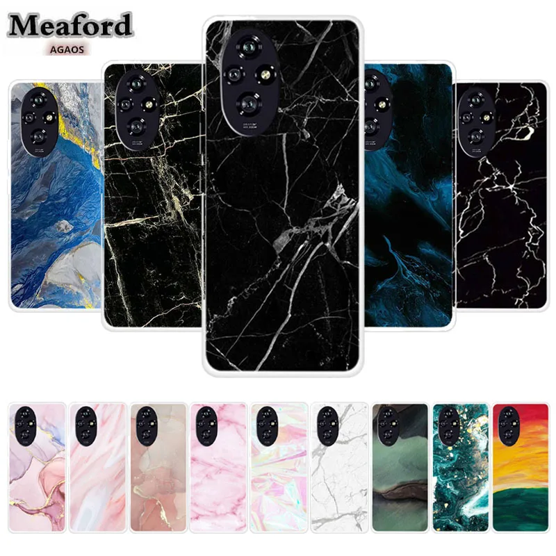 Transparent Clear Soft Case for Huawei Honor 200 Silicone TPU Phone Back Cover for Honor 200 pro Lite Shield Marble Print Coque