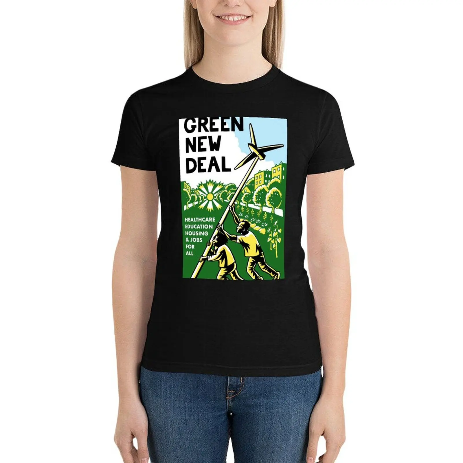 green new deal posters T-Shirt anime clothes Aesthetic clothing Womens graphic t shirts