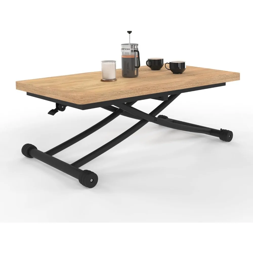 Table Basse Extensible relevable en Table à manger rectangulaire Urbana Plateau fa?on hêtre Pied Noir Design Industrie
