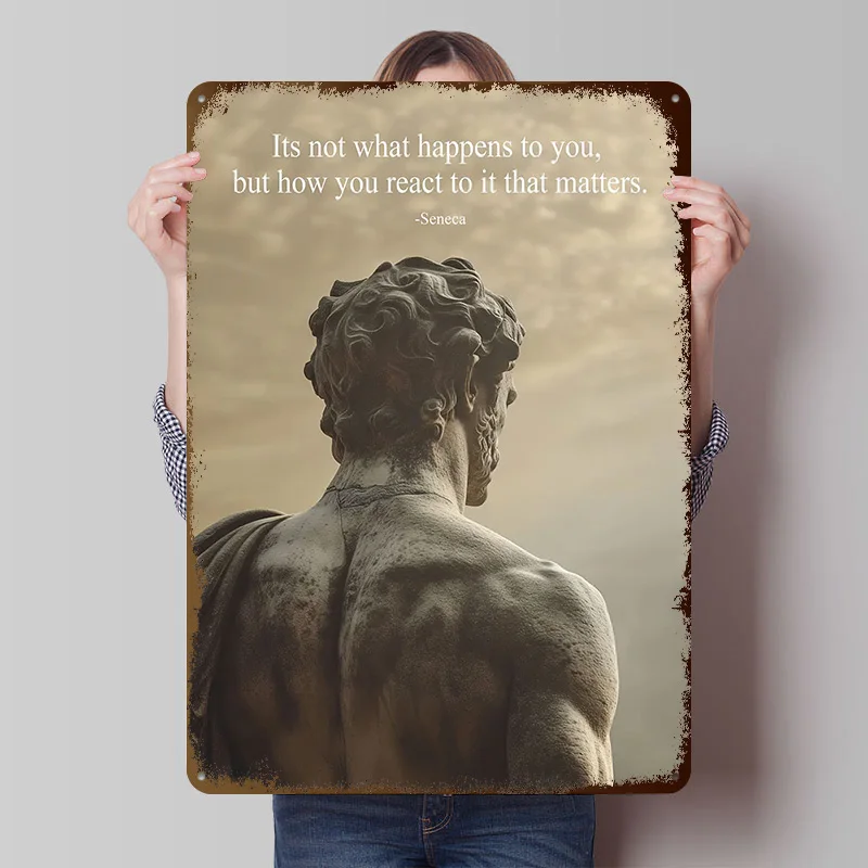 Seneca Stoic Quote Tinplate Posters Customizable Wall Art Retro Vintage Metal Signs for Home Room Gamer Decoration Gaming Garden