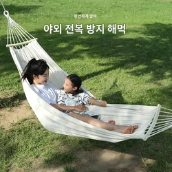 해먹 야외 그네  Hammock Outdoor Single Widening Swing Student Indoor Bedroom Dormitory Thick Canvas Camping Anti-rollover Hanging