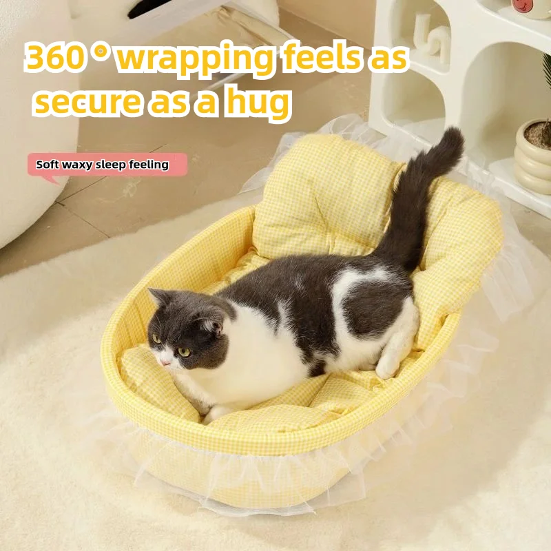 Cute Princess Cat Dog Bed With Pillow Princess Nest Detachable Pet Sofa Dog Beds Supplies for Small Medium Cat Dog